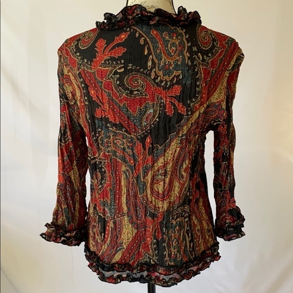 H: AGORA SzM Ruffle Blouse with Beads & Fabric Flower - Picture 4 of 8